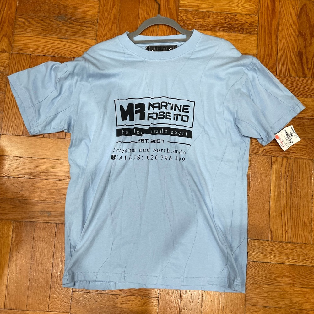 Designer Martine Rose T-Shirt Baby Blue 100% Cotton